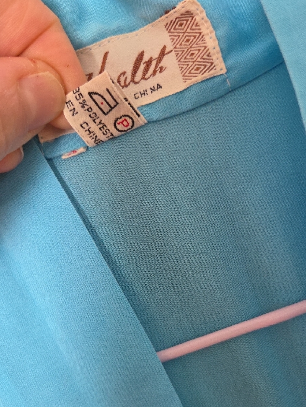 Vintage Heath Ceramics Turquoise Kimono Robe with Embroidery..Shanghai - Picture 7 of 7